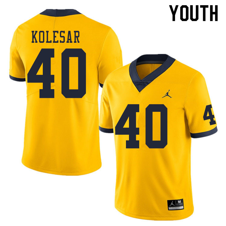 Youth #40 Caden Kolesar Michigan Wolverines College Football Jerseys Sale-Yellow